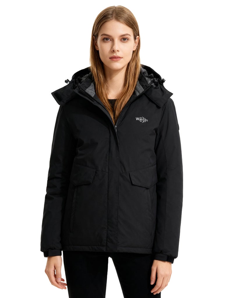 wantdo Women's Waterproof Skiing Jacket Warm Winter Snow Coat Windbreaker Ski Clothes Black S - Image 2